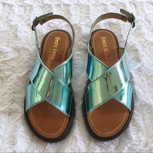 Metallic Blue Sandals